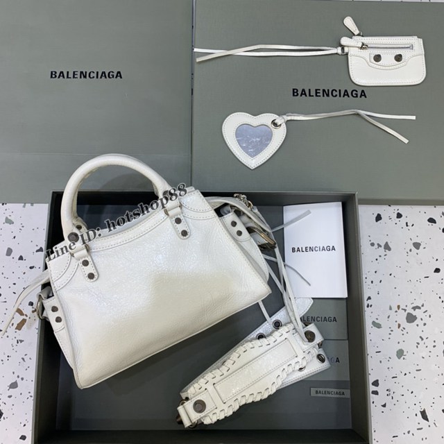 Balenciaga專櫃爆款油蠟白銀扣手提女包 638515 巴黎世家Neo cagole機車包 fyj2009